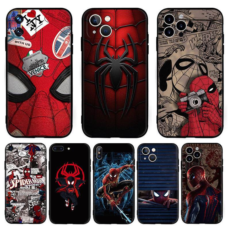 สําหรับiPhone 5 5s SE 6 6s 6 7 8 Plus SE X XR XS 17 Air Pro Maxอะนิเมะการ์ตูนSpider Manปลอก 6Y29 สีด