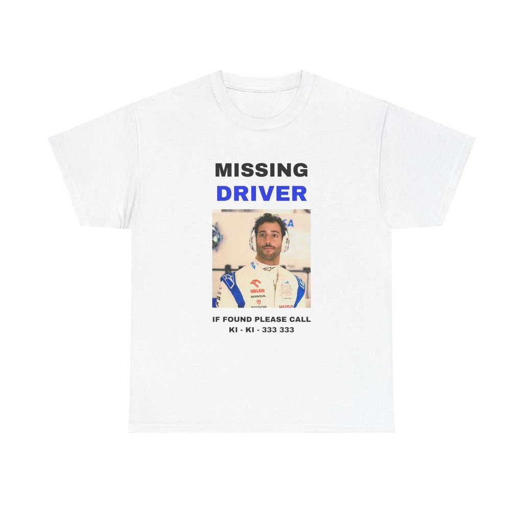 เสื้อยืดฟอร์มูลาวัน Missing Driver Daniel Ricciardo สไตล์กีฬาสำหรับผู้ชาย
