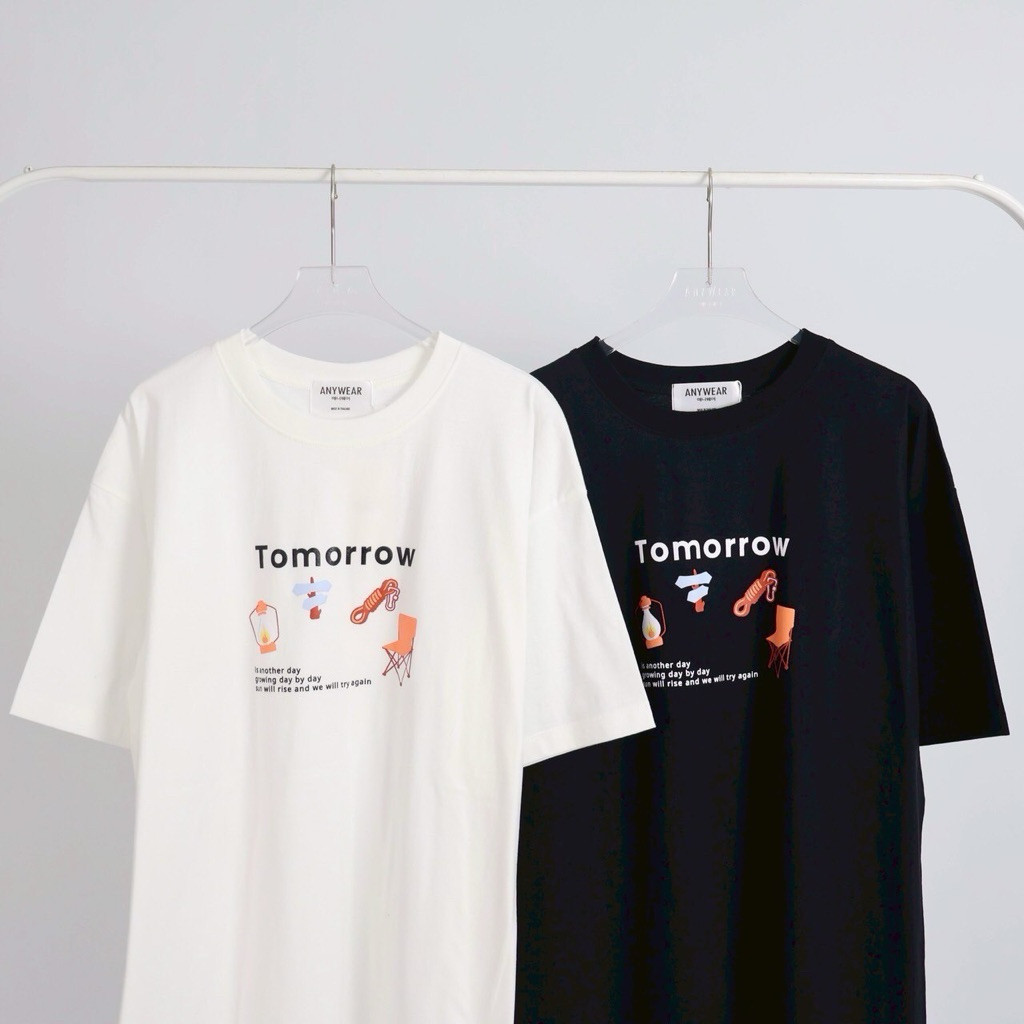 (COD ส่งจากไทย)REOY_STUDIOเสื้อยืด  oversize  คอกลม แขนสั้น  งานป้าย Anywere