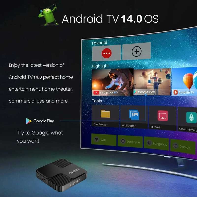 ▥ G96 MAX Android 14 กล่องทีวีallwinner H618 8K Hdr10 + 2.4G/5G Wifi Bt5.0 Av1 H.265 Media