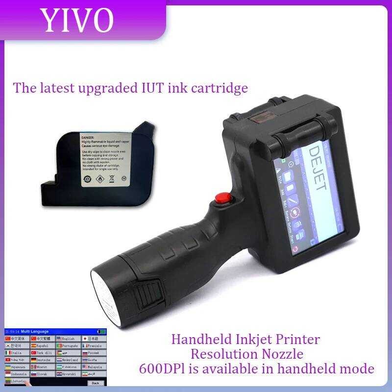 เครื่องเจ็ทมือถือแบบไม่เข้ารหัส 12.7 มม. พร้อม Fast-Drying สําหรับข้อความ QR Barcode Batch Number Da