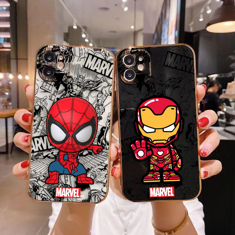 Mamvel Iron Man Spider Man Smooth E-TPU Coverเคสโทรศัพท์สําหรับOPPO RENO 2F 2Z 5 5F 6 7 7Z 8Z 8T 10 