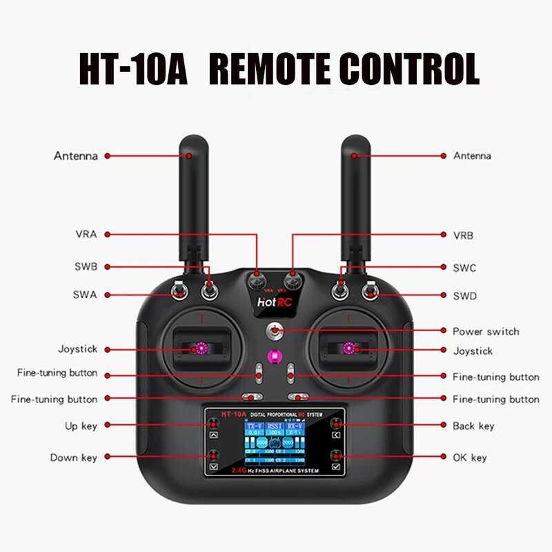 ▥ Hotrc Ht-10A เครื่องส่งสัญญาณและ 10Ch F-10A พร้อมกล่องสําหรับ  เครื่องบิน รถ RC เรือ
