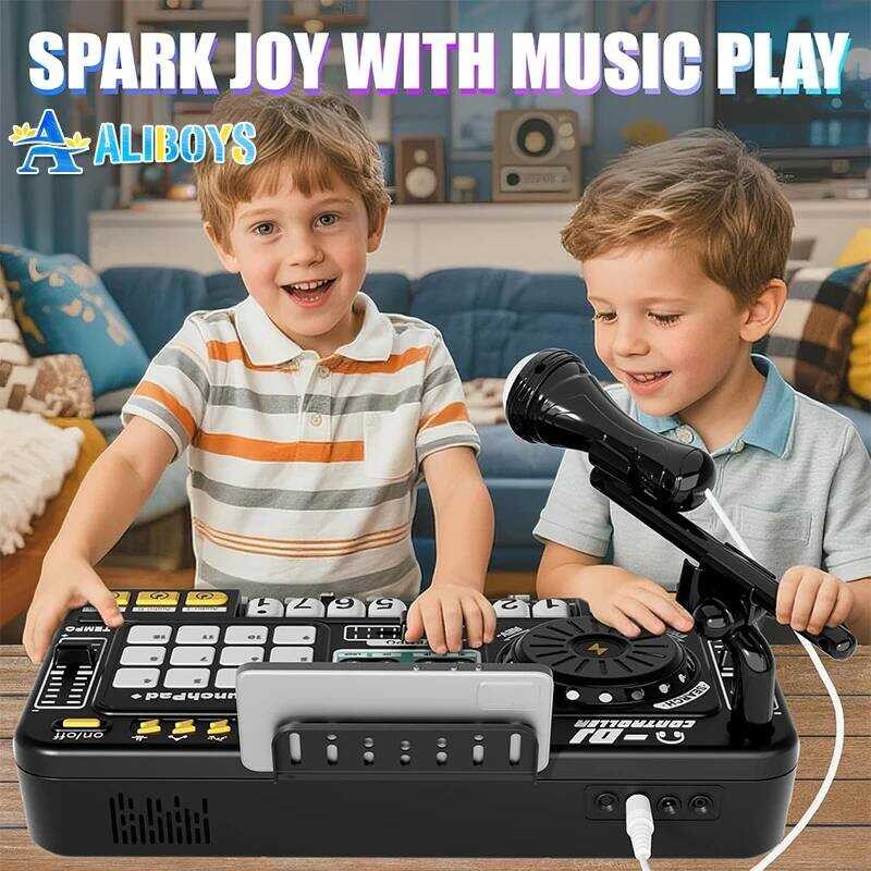 C Kid DJ Mixer With Microphone Electronic Piano Keyboard Bluetooth DJ Turntable Controller Musical