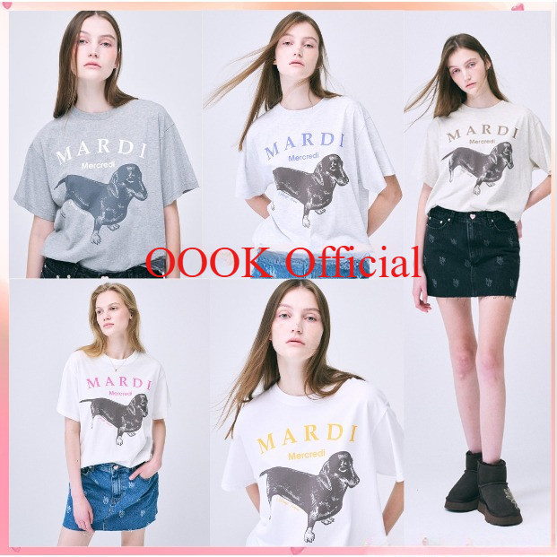 (จัดส่งตลอด 24 ชั่วโมง）OOOK Official สีใหม่ [ MARDI MERCREDI ] TSHIRT DDANJI 100%ผ้าฝ้ายแท้