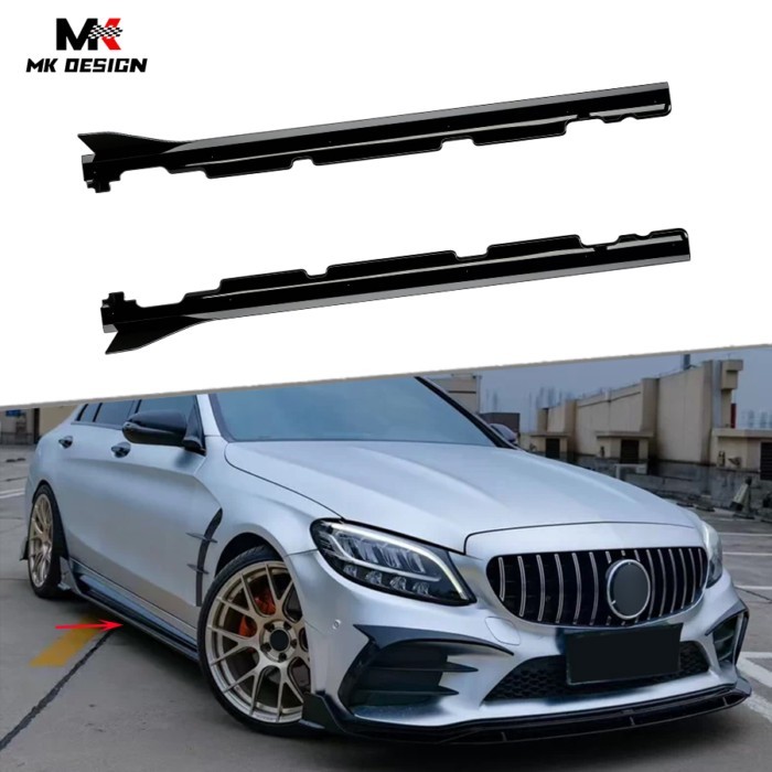 ABS VTEN Style Side Skirts For Mercedes Benz C-Class W205 C43 C63 C260 4 Doors Sedan 2015-2021 Side