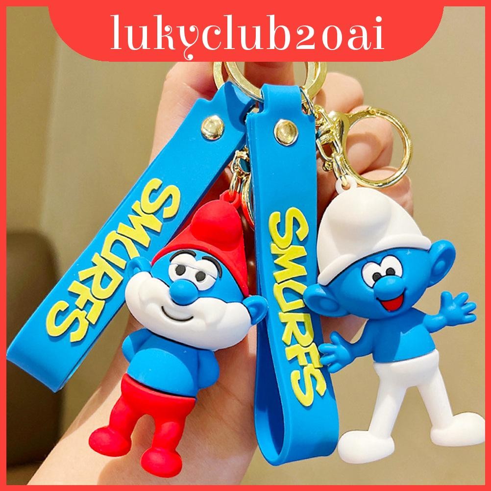 และสนุกมีสไตล์ Smurfs Papa Jokey Smurf Smurfette พวงกุญแจซิลิโคน Idea Gift Perfect