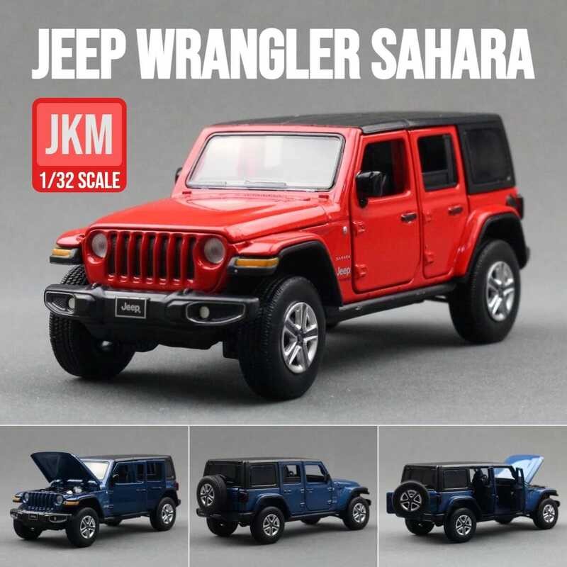 C 1/32 Jeep Wrangler Sahara JKM Diecast Metal Miniature S Off-Road Model Sound & Light Collection G