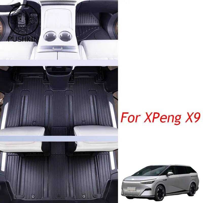 พรมปูพื้นรถยนต์ Cargo Liner Trunk Pad สําหรับ Xpeng X9 2024 2025 TPE 3D เท้ากันน้ําไม่มีกลิ่นถาดชุดส
