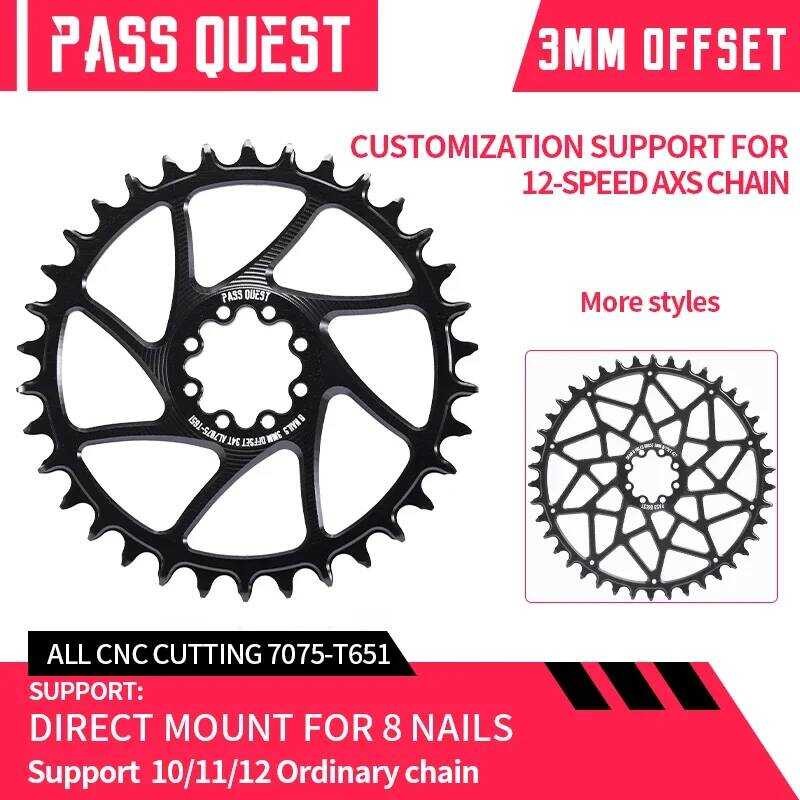 ▥ PASS QUEST 3 มม.Offest DIRECT MOUNT Chainring สําหรับ SRAM SX NX X0 XX SL Eagle 8 Bolt ขวาน 1