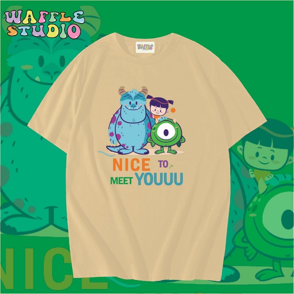 [ ส่งฟรี  ] WS0065 เสื้อยืดโอเวอร์ไซส์ เสื้อยืดเกาหลี ผ้าคอตตอน100% เสื้อยืด Monster Inc WAFFLE STU - รูปที่ 3