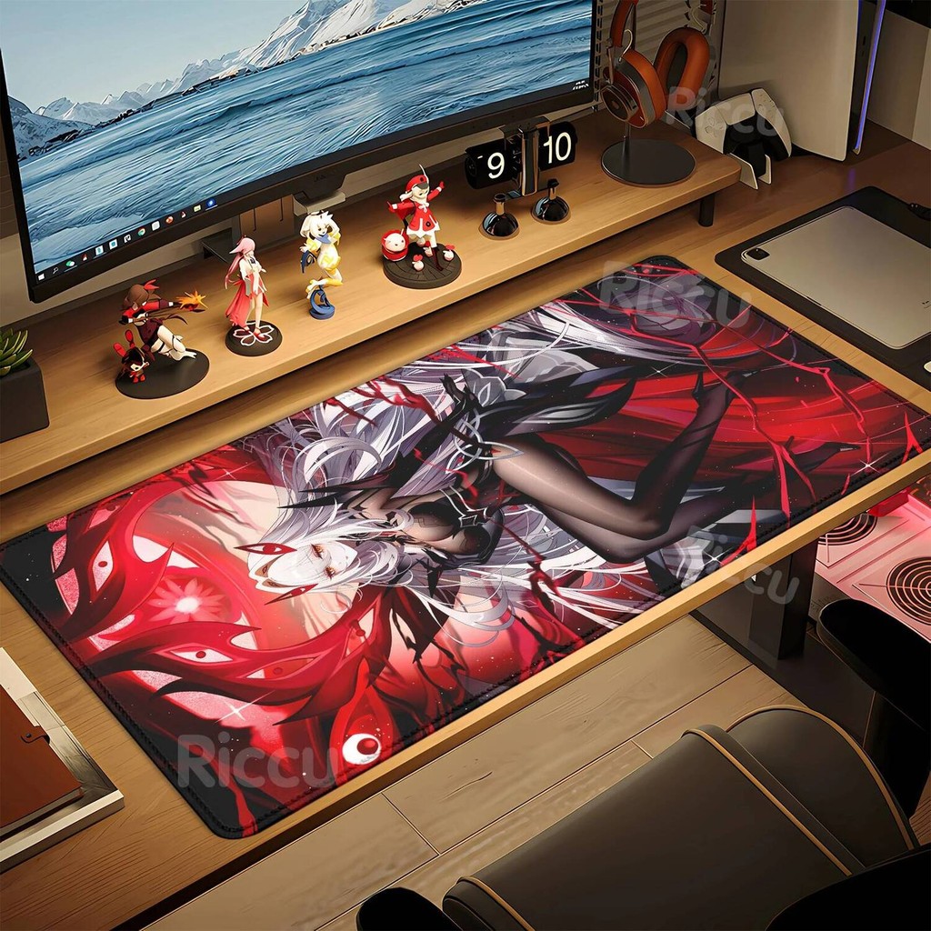 HD Genshin Impact Ronova แผ่นรองเมาส์อะนิเมะ Gaming Pad E-Sports PC อุปกรณ์ต่อพ่วงตาราง Pad Backlit 