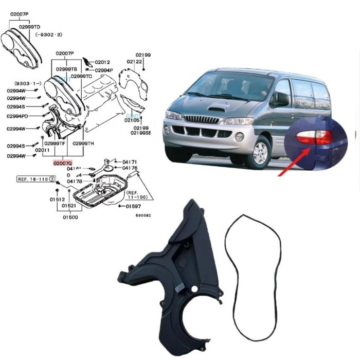 Down 4D56 Engine Timing Belt Cover Shell for HYUNDAI H100 Engine Plastic Cover for Hyundai H1 PORTE