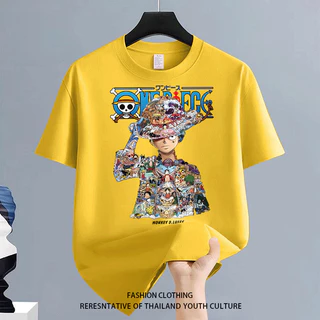 ผู้ชาย สีดําแขนสั้น คอกลม FASHION CASUAL สตรีทแฟชั่น เสื้อยืด เสื้อยืดผู้ชาย COOL OVERSIZE สีขาว-ดำ ลายการ์ตูน วินเทจ