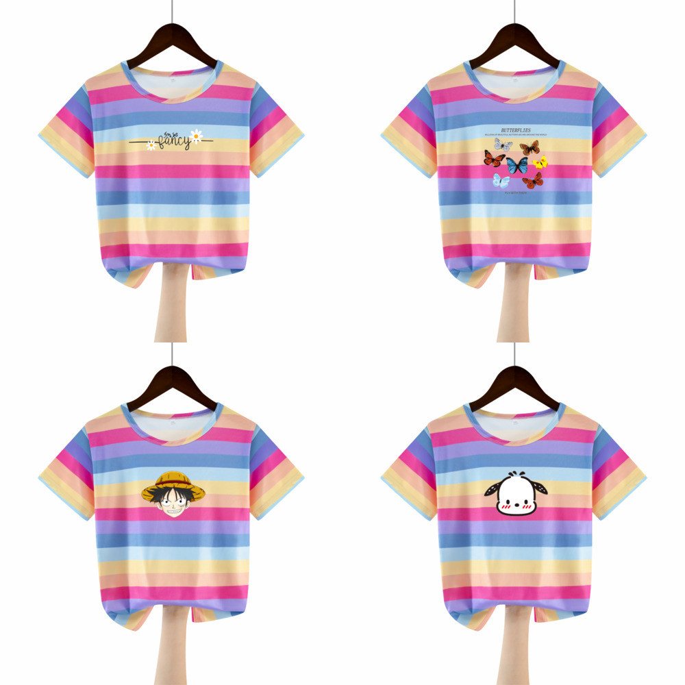 เด็กผู้หญิงแขนสั้นคอกลม Fun Boys 4 T Kid Ice Silk เสื้อเชิ้ตสไตล์ญี่ปุ่นสําหรับ 5 - 6 ปี