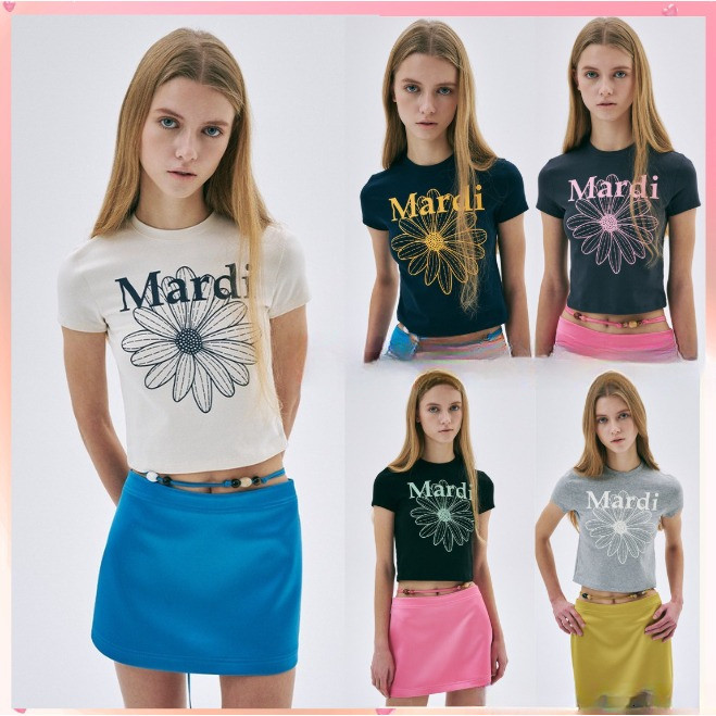 (จัดส่งตลอด 24 ชั่วโมง）OOOK Official[ Mardi MERCREDI ] CROPPED TSHIRT 100%ผ้าฝ้าย