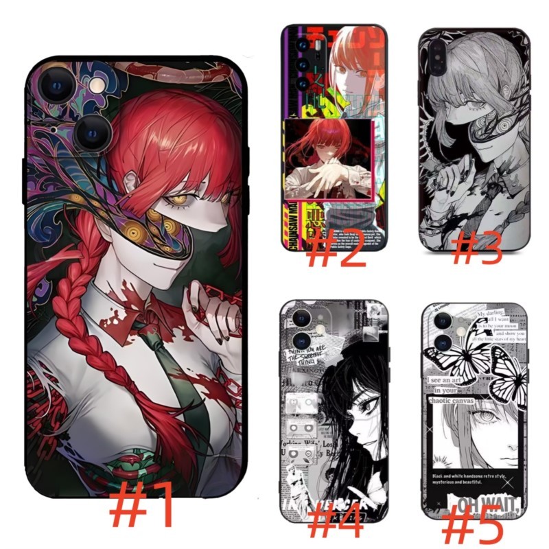 สําหรับ Vivo IQOO Z9 Z10 Z10X Z9X Turbo 13 + Neo 9 11 10 9S Pro V70 FE Z7X V30 Y100 Y03 Y18 Y03T 5G TH1 สีดํานุ่มเคสโทรศัพท์ Chainsaw Man Makima