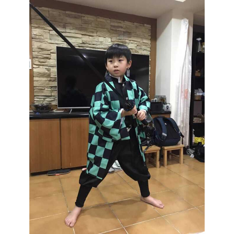 เสื้อผ้า cosplay Demon Slayer Tanjiro Midouzi และ Zenitsu Giyuu สำหรับเด็ก