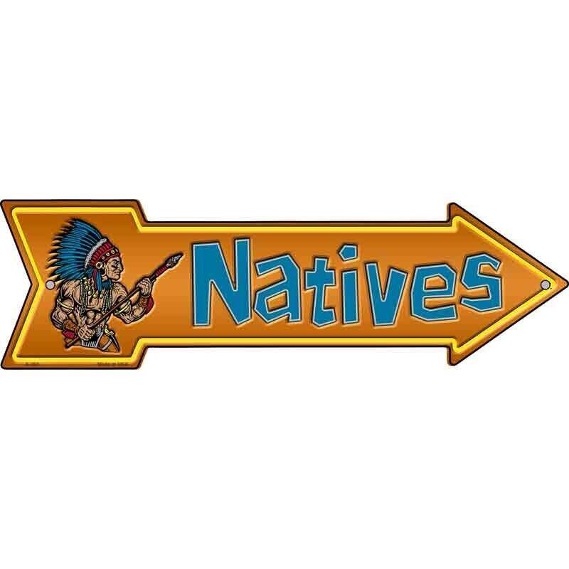 Natives Novelty Metal Arrow Sign ทิศทาง 17" x 5" Wall Decor
