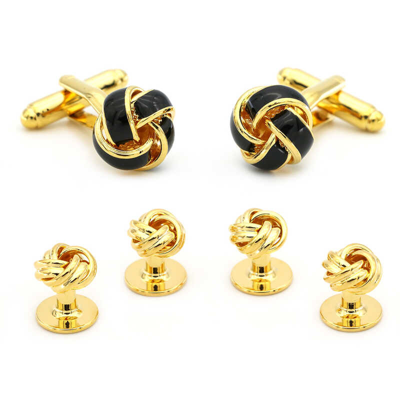 Boutique สไตล์ใหม่ Golden Twist Cufflinks สำหรับปุ่มคอ Tuxedo และ Placket ทันสมัย