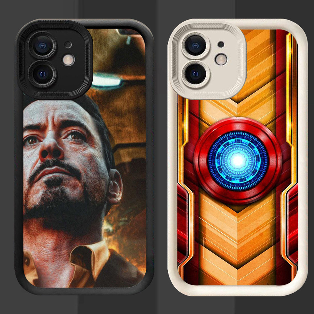 R69 Iron Man Casing สําหรับ iPhone 12 Mini 6 6s 11 Pro Max Plus สีดําและสีขาว