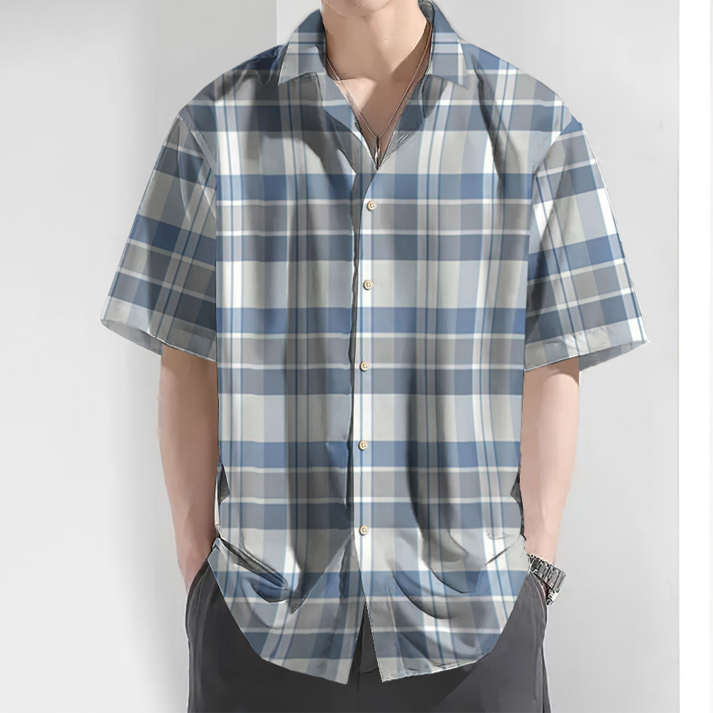 เสื้อฮาวายแขนสั้นสำหรับผู้ชาย สไตล์ลำลอง เหมาะสำหรับแต่งกายในหน้าร้อนและสวมใส่นอกบ้าน