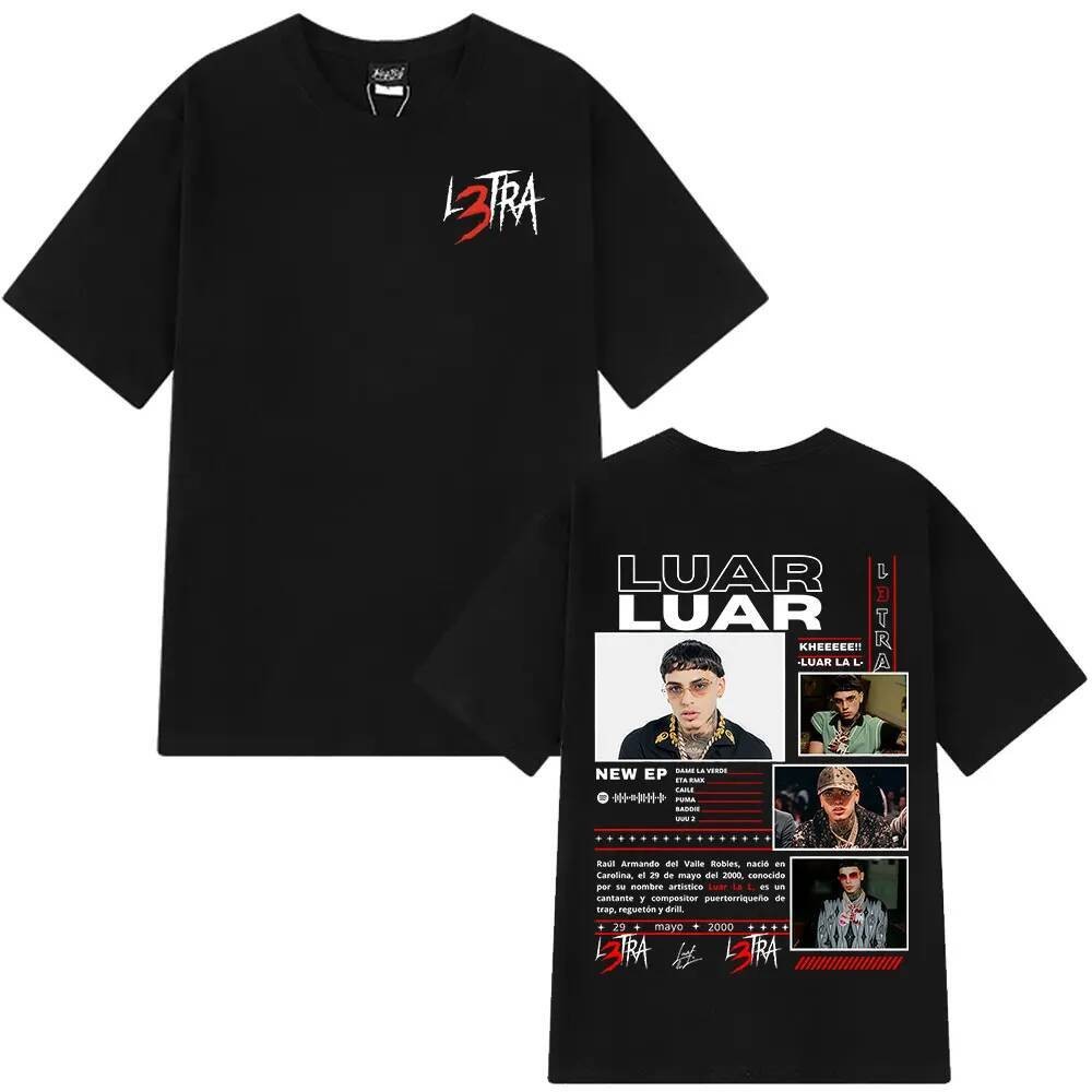 เสื้อยืดแขนสั้นผู้ชายสไตล์ฮิปฮอป จากอัลบั้ม L3TRA T ของ Rapper Luar La L 2025 ทำจากผ้าฝ้ายคุณภาพดี ใ