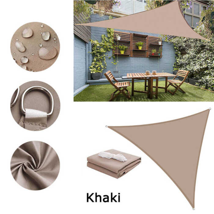 Shade Khaki Sail 420D Sun Shade Sail 95% Protection Waterprooll Sizes Triangles Squares And Recta