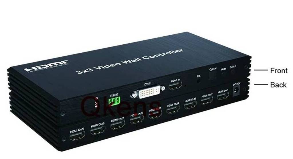 3x3 DVI HDMI Video Wall Controller 1080P 2x2 2x3 2x4 1x3 1x4 1x5 TV Wall Controller 9 หน้าจอ Splicin