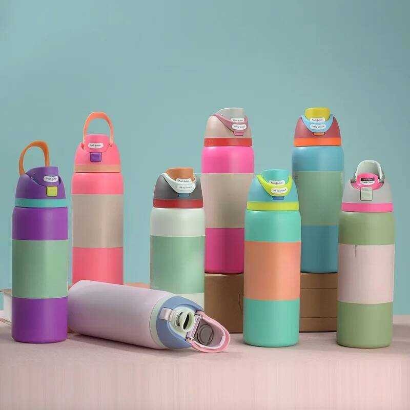 C 24Oz/32Oz Spot Fashion Double Drink Sports Kettle 304 Stainless Steel Vacuum Thermos Cup Portable