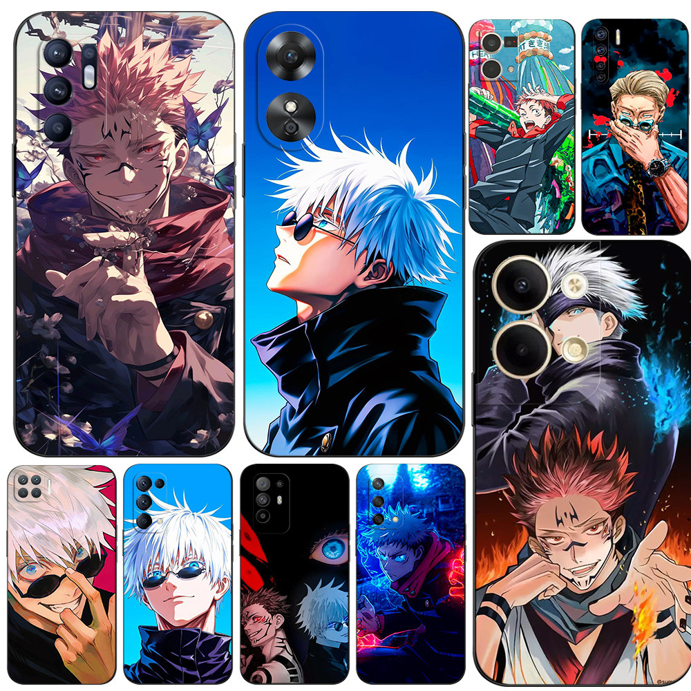 สําหรับOppo F15 4G Reno 3 Global A96 K9S 5Gโทรศัพท์ปกหลังซิลิคอนสีดําTpuอะนิเมะJujutsu Kaisen