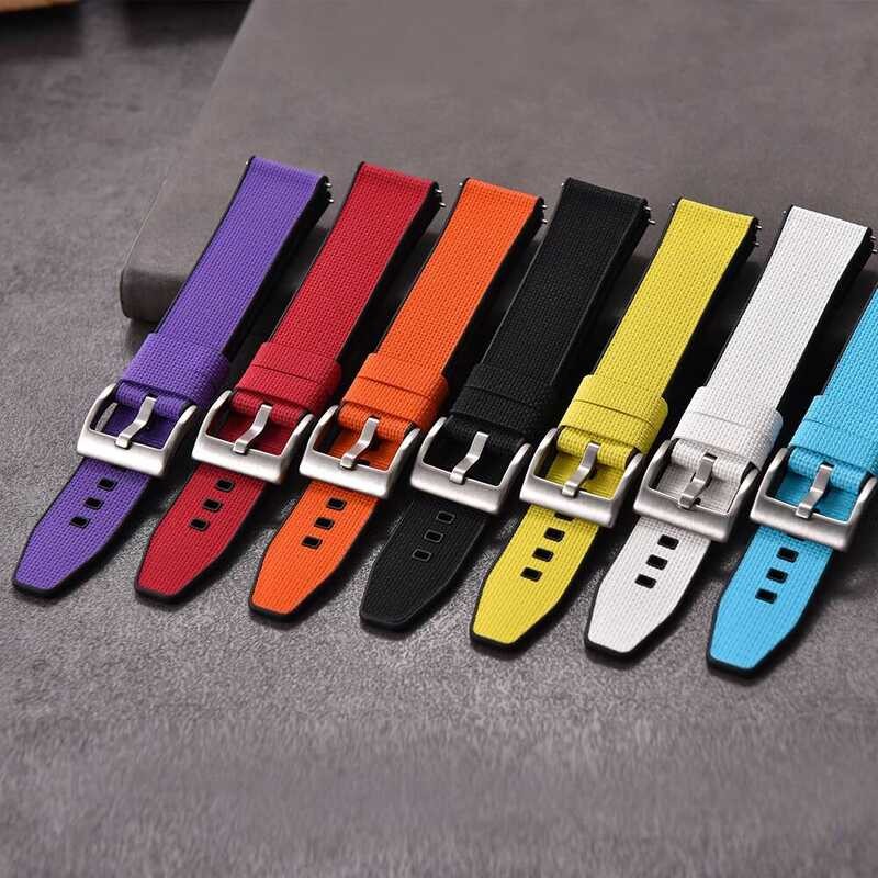 C STAPELP FKM Texture Hybrid Rubber Watch Straps 18-1-20-21-22-24Mm Quick Release FKM Top+Fkm Base