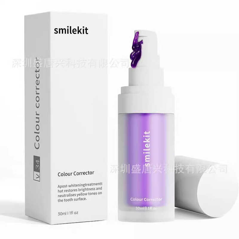 V34 Tooth Essence Purple Tooth Toning Essence ฟอกสีฟัน