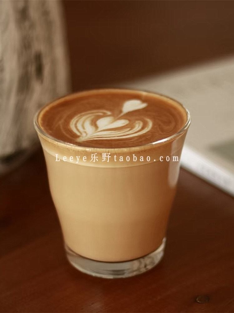 American Dirty Coffee Shop ถ้วยแก้วถ้วยเครื่องดื่ม Niche Retro Transparent Latte Flower Cup Au White