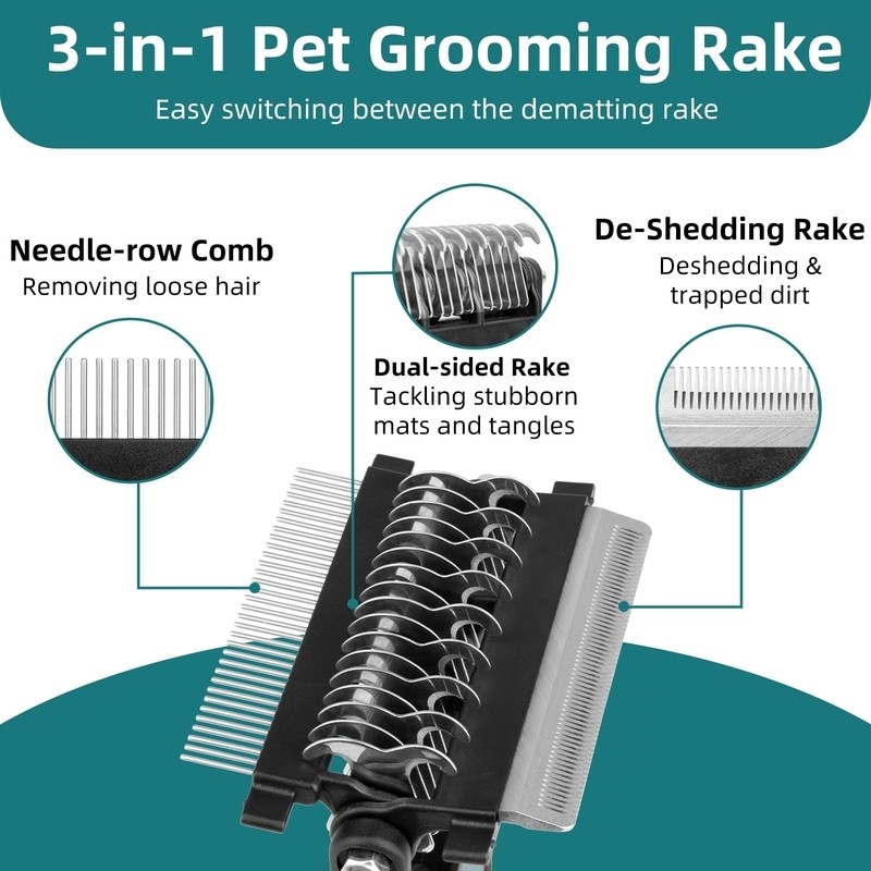 Benepaw 4 in 1 Dog Grooming เครื่องมือ Undercoat Rake Deshedding แปรง Dematting หวีฟันสแตนเลสสัตว์เลี้ยง Deshedder สําหรับแมวสุนัขยาวผมสั้น Ending Season ราคา ถูกที่สุด ดีลบีเคเค แกลเลอรีภาพที่ 2