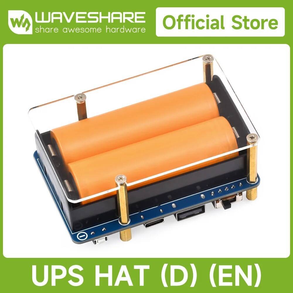 Wavehsare UPS HAT (D) สําหรับ Raspberry Pi, รองรับแบตเตอรี่ 21700 Li (รวม NOT), แหล่งจ่ายไฟอย่างต่อเ