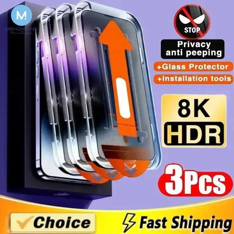 กระจกนิรภัยความเป็นส่วนตัว ชุด 3 ชิ้น ติดตั้งฟรี เข้ากันได้กับ OPPO A6, A6i, A5i, A5m, A5, A5x, A3x,