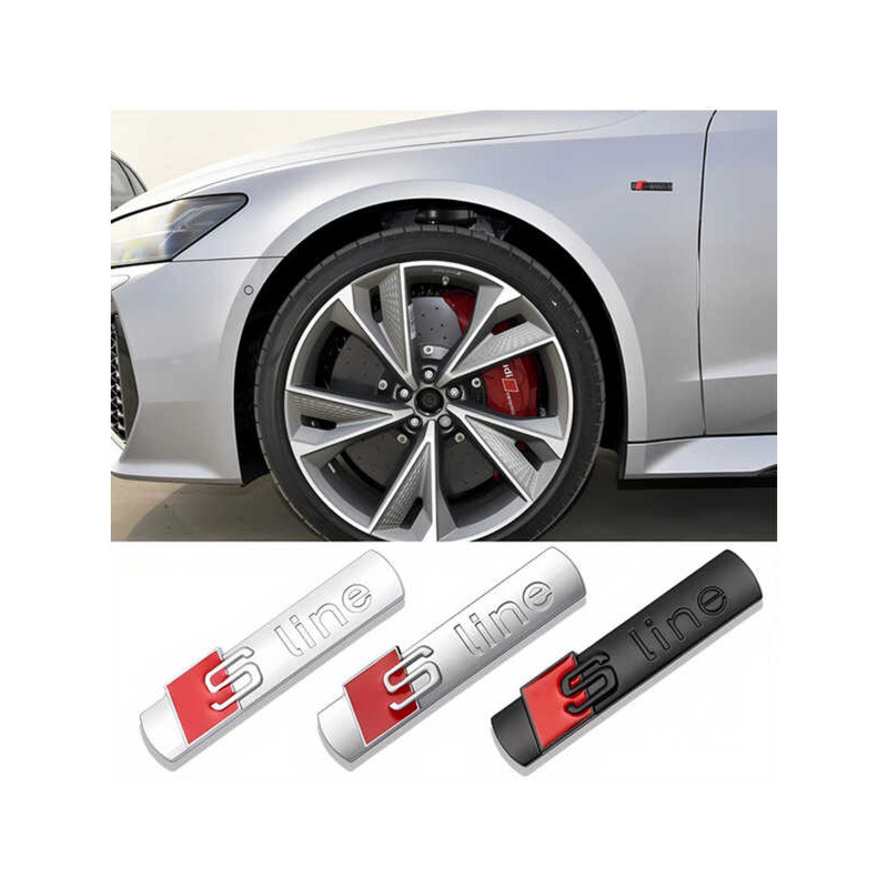เหมาะสําหรับ Audi Sline โลหะดัดแปลงโลโก้รถ SLINE สติกเกอร์รถที่ไม่ซ้ํากัน Fender สติกเกอร์ด้านหลัง