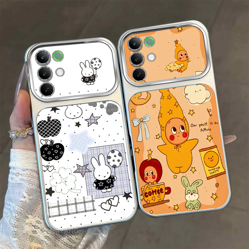 เคสสําหรับRealme C85 C85 Pro 4G C83 เคสโทรศัพท์ฝ้าระดับไฮเอนด์หน้าต่างขนาดใหญ่พร้อมการออกแบบรูปแบบดาวและกระต่ายน่ารัก