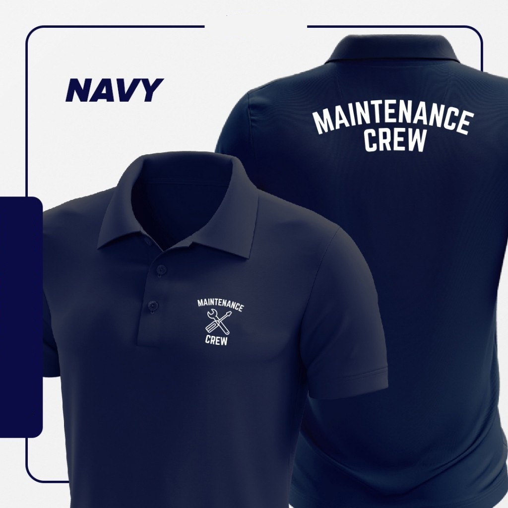 (J02)MC01 Maintenance Crew Microfiber Uniform Polo Collar Round Neck Short Sleeve T Shirt Size from 