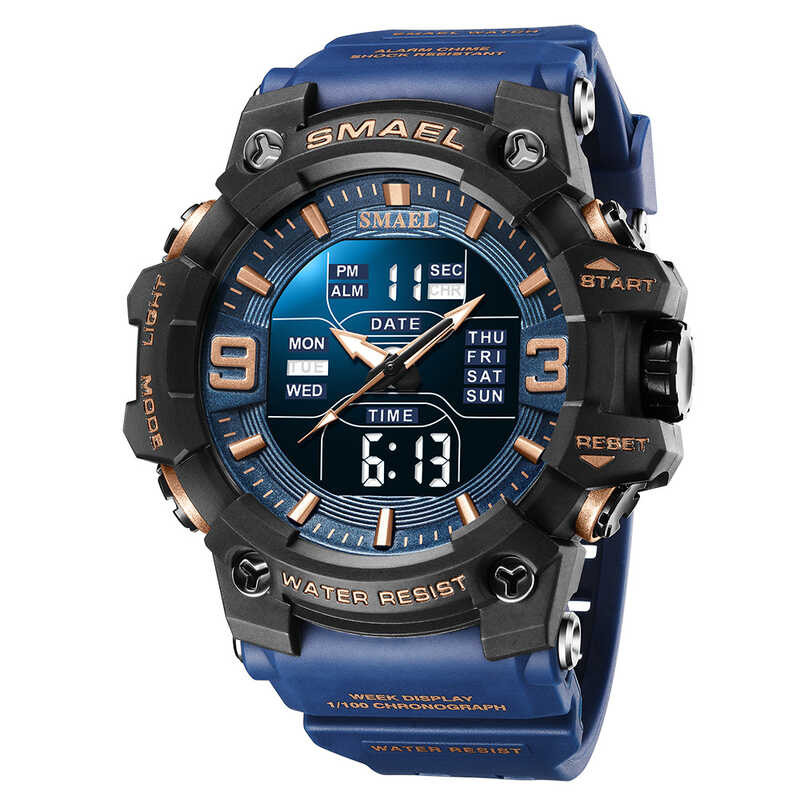SMAEL/SMAEL 8049 Chronograph Luminous Youth Mens Sports Watch Dual Movement นาฬิกากันน้ําอิเล็กทรอนิ