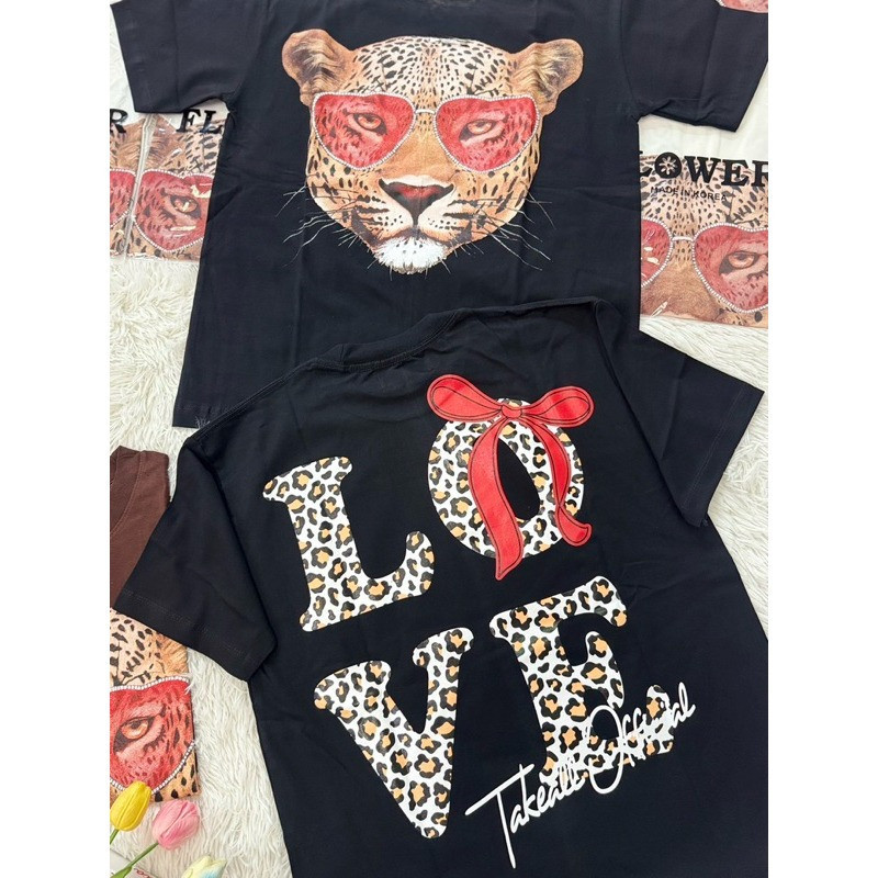 (จัดส่งตลอด 24 ชั่วโมง）OOOK Official เสื้อยืดOversize(FLOWER)เสือLove