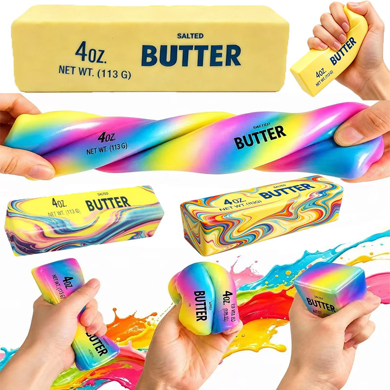 2PCSButter Squishy ความเครียดของเล่นสมจริง Butter Stick Fidget ช้า Rising Soft Squeeze ของเล่นสําหรับผู้ใหญ่ความเครียดบรรเทาและความวิตกกังวลบรรเทา