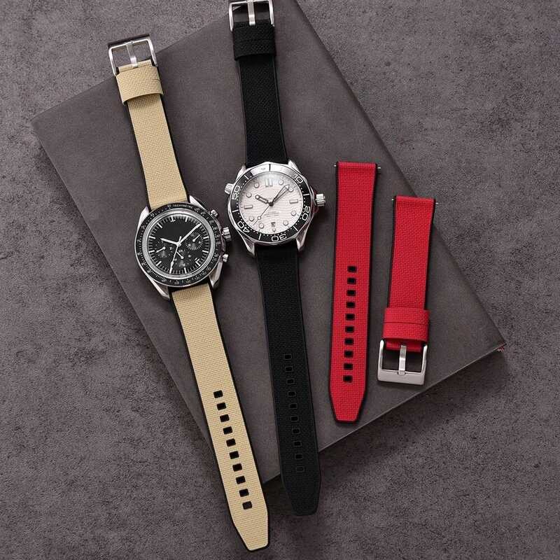 C New Design FKM Texture Watch Band Quick Release 18-1-20-21-22-24Mm FKM Rubber And FKM Hybrid Dura