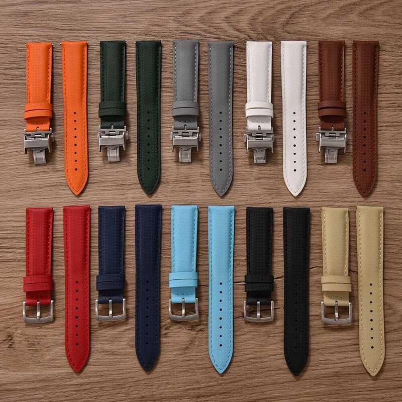 C New Design FKM Top+Leather Sailcloth Strap 18Mm 1Mm 20Mm 22Mm Base Rubber Watch Bands Perfectly M