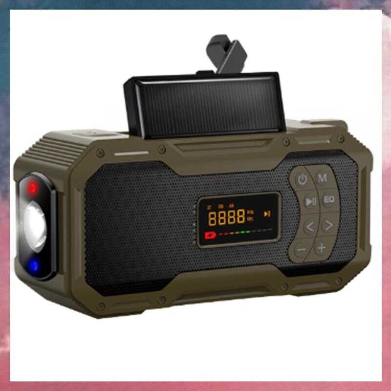 C TQRA Emergency Weather Radios Hand Crank Solar Bluetooth Speaker Portable AM FM Radio 5000Mah Bat