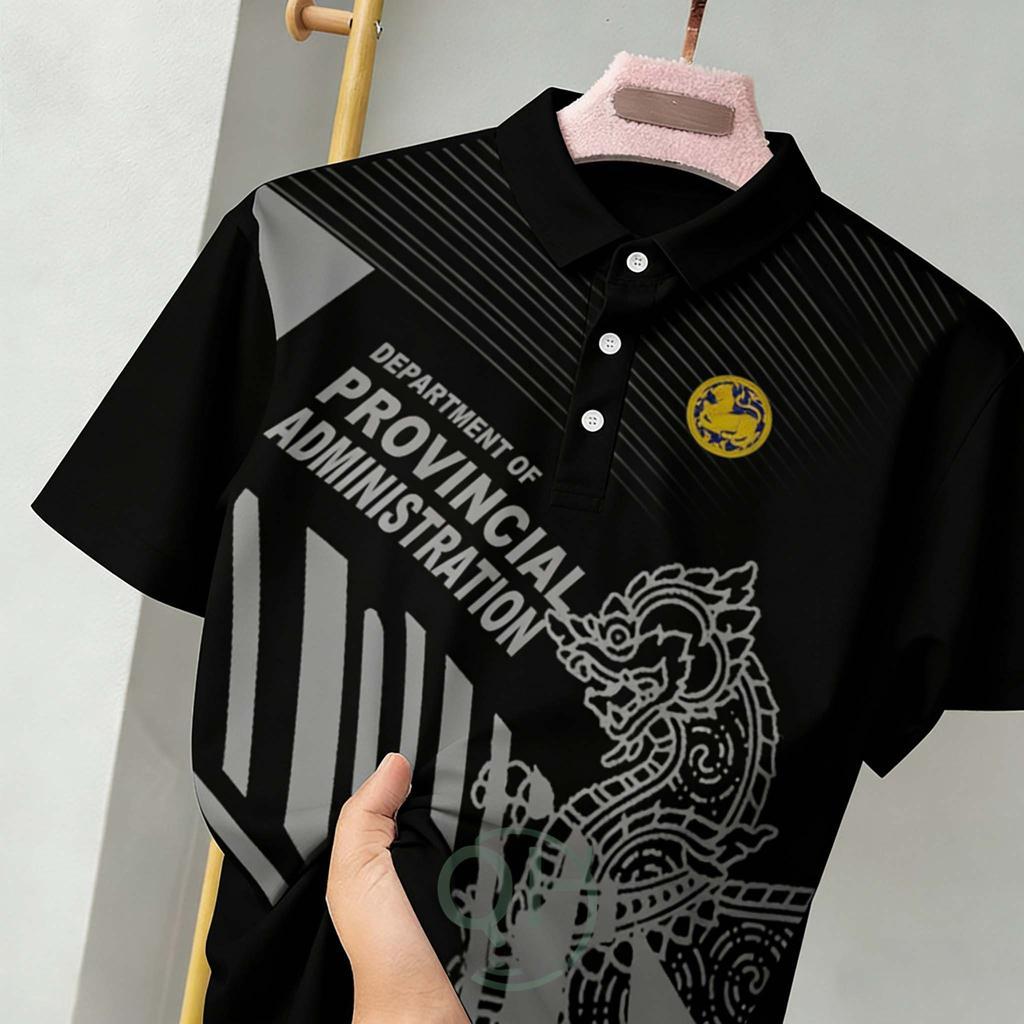 เสื้อโปโลมืออาชีพสีดําพิมพ์โลโก้อาสาสมัครสาธารณสุขประจําปร