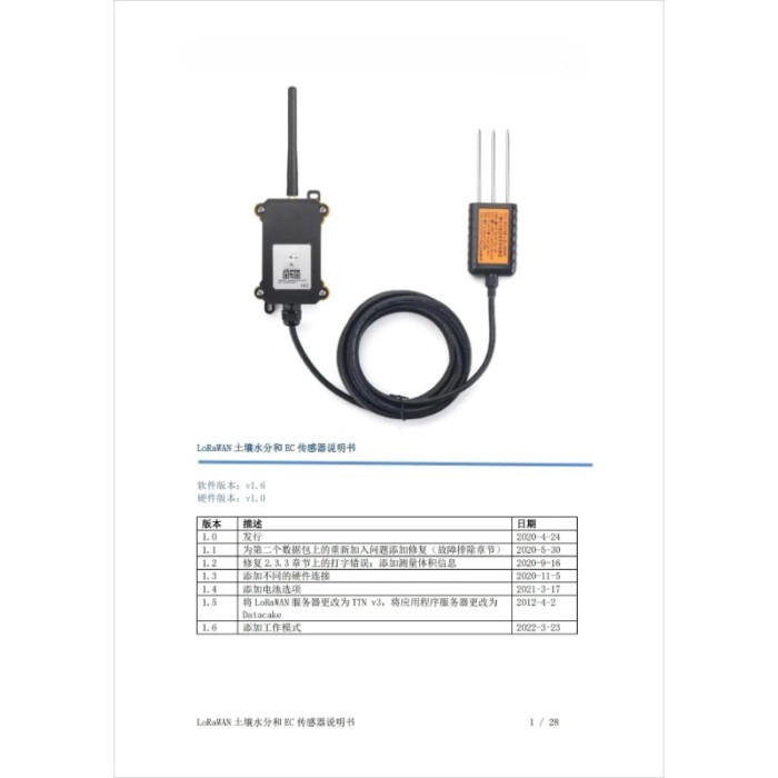 IoT Soil, Temperature, Moisture, Conductivity LoRa Sensor