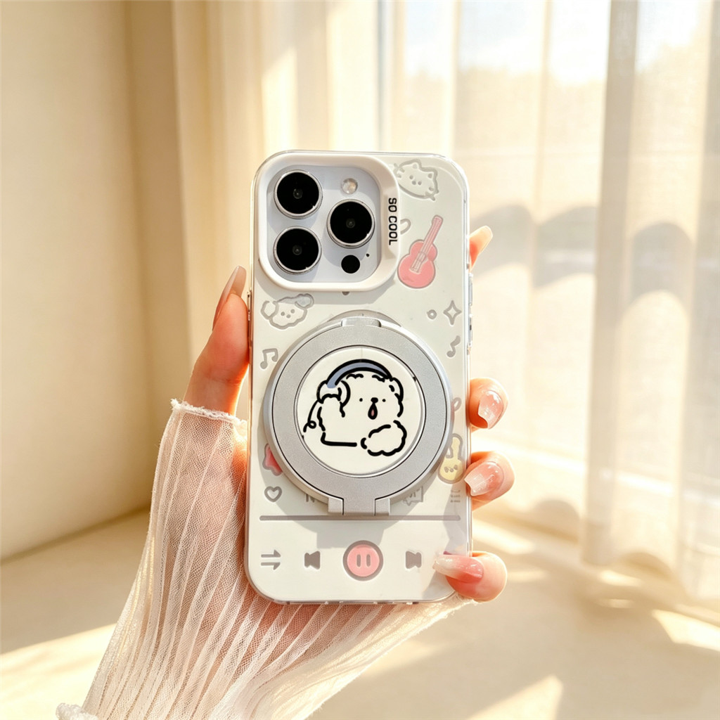 สุนัขกีตาร์เพลงพิมพ์โทรศัพท์เคสป้องกันการหล่นพร้อม 360° หมุนสําหรับ Honor 400 600 Lite X9C X7D X9D X