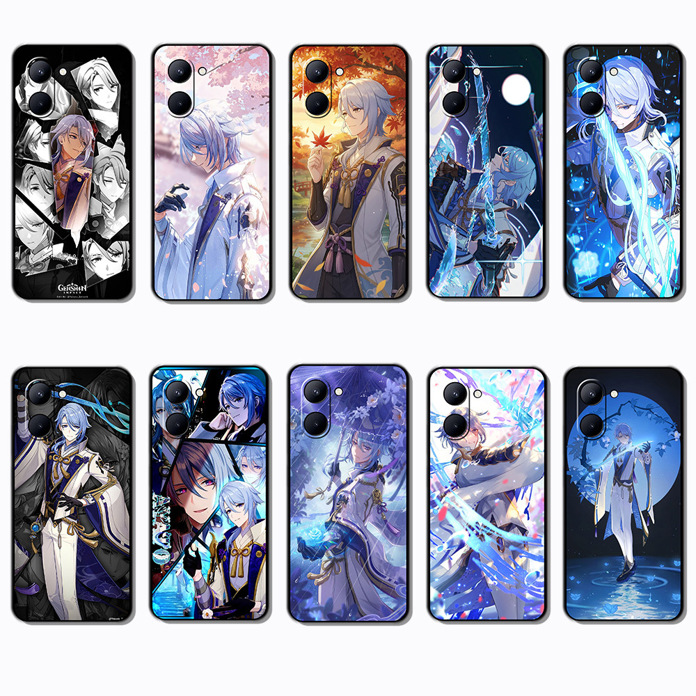 เคสโทรศัพท์สีดําแบบนุ่มสําหรับ Realme C33 Kamizato Ayato Cover